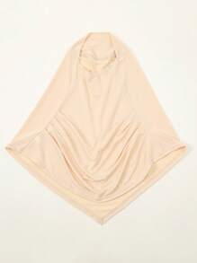 1 Stück einfarbige Frauenkopfbedeckung, modisch vielseitig bequemer Polyester Plissee Kopftuch, praktisches Kopftuch, Tudong, sofort lange Khimar Hijab, geeignet für den täglichen Gebrauch, alle Jahreszeiten