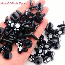50 chiếc mắt Amigurumi kèm vòng đệm mắt móc màu đen 8mm 10mm 12mm14mm 16mm dùng để làm búp bê DIY móc động vật phụ kiện may vá - màu đen - Xem 13
