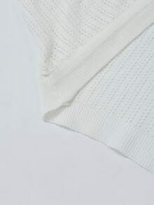 Knitted Cover Up For Women, Thin Summer Sunscreen Shawl, Short Style Outwear, Light Weight Jacket - White - View 7