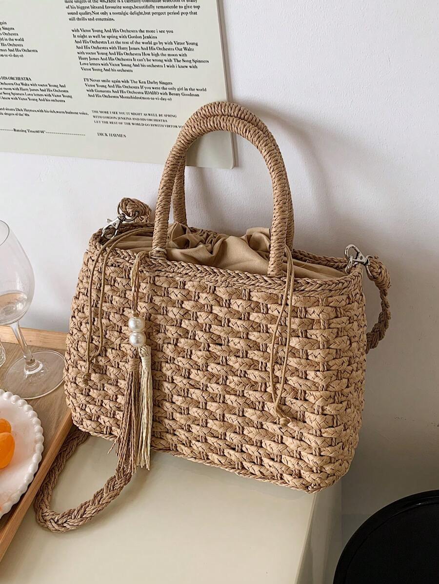 Nuevo bolso de mano con borlas trenzadas para mujer, ideal para ir y venir del trabajo, excursionismo, vacaciones, compras, regalo