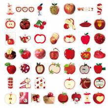 50pcs Red Apple-Style Fresh & Simple Creative Decorative Stickers For Audio Speakers, Desks And Stationery, In Korean Style, School Supplies,Back To School