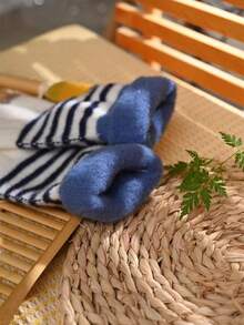 kissyouths 条纹休闲涤纶保暖手套，男女通用户外休闲手套，时尚秋冬手套 - 彩色 - 查看 4