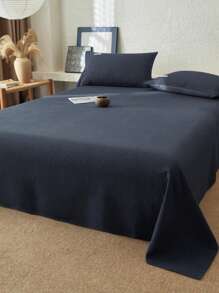 1pc Waffle Texture Cotton Bed Sheet, Modern Style Made Of Soft Polyester Fabric, Breathable And Machine Washable