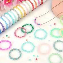 Bộ dụng cụ làm đồ trang sức bằng hạt thủy tinh tròn 360 hạt 8mm hai màu chuyển sắc, bao gồm dây xâu hạt, kéo, hạt đệm, dùng để làm vòng tay, vòng cổ, hoa tai, dây đeo điện thoại di động, đồ thủ công, quà tặng tiệc sinh nhật (Màu ngẫu nhiên) Bộ xâu hạt thích hợp cho người mới bắt đầu - màu gradient - Xem 3