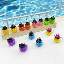1 Pair Cute Resin Duck Pendant Earrings, Suitable For Summer Pool Party, Vacation Outfit, Women Gift