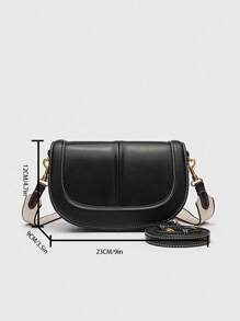 Bolso bandolera de la marca Za, bolso de lujo del 2025 con nuevo estilo, con correa de hombro ancha, decoración de pespunte y cierre, bolso cruzado