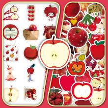 50pcs Red Apple-Style Fresh & Simple Creative Decorative Stickers For Audio Speakers, Desks And Stationery, In Korean Style, School Supplies,Back To School