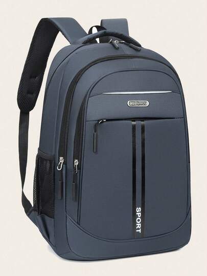 Casual Solid Color Versatile Multi-Pocket Backpack