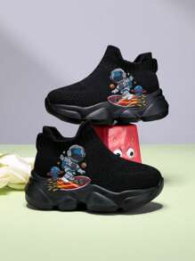 New Arrival Kids & Teenagers Cute Astronaut Print Casual Fashion Cushioned Non-Slip Lightweight Breathable Low-Top Mesh Slip-On Outdoor Indoor Walking Running Sports Casual Sneakers