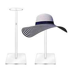 Perchero transparente elegante de acrílico para sombreros con correa de piel sintética negra - Perfecto para sombreros tipo fedora, pelucas y accesorios de cabello | Diseño independiente para decoración de dormitorio, centro comercial y peluquería, decoración de cabello