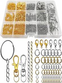 DIY 13-Slot Fashion Keychain Making Kit, Key Ring, Key Chain, Hardware, Lobster Clasp, Box Accessories, Keychain Craft Jewelry - Multicolor - View 2