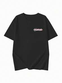 200g Pure Cotton T-Shirt 2025 Summer Ladies New Short Sleeve Pure Cotton Holiday Pattern Short Sleeve Round Neck Couple Wear Small Shirt Tops - 黑色 - 查看 3