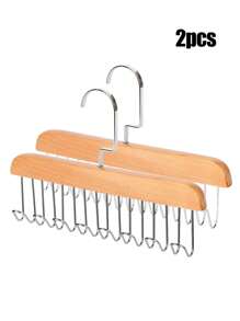 1PC/2PCS Gancho de cinto de guarda-roupa, cabide de madeira resistente com 8 ganchos, cabide giratório de 360 ° que economiza espaço. Cabide de armazenamento de guarda-roupa adequado para cintos, gravatas, coletes, sutiãs, cachecóis