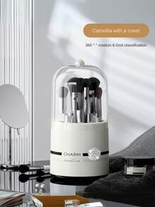 360° drehbare Make-up Organizer Box, leichter Kunststoff Kosmetik Aufbewahrung, drehendes Design - ideal für Pinsel, Lippenstifte, Eyeliner und Lidschatten - Aufsteller für Arbeitsplatte, keine Stromversorgung nötig, Make-up Organizer | Modernes Ästhetik | Kunststoff, Schminktisch Make-up Organizer