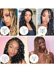 50 Stück eleganter goldener Legierung Haarschmuck für Zöpfe - verstellbare Haarringe & Manschetten mit komplexen Designs, einfarbig - vintage-inspirierte Accessoires für Dreadlocks & Twists von Männern & Frauen, flache Klemmspangen, Klemmspangen, Haarspangen, Haarclips, Haarklammern, Schulsachen, Neujahr, Haarzubehör, Kopfschmuck - Silber - Übersicht 5