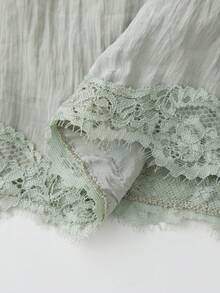 Women Y2k Lace Trim Camisole Sleeveless Spaghetti Strap V Neck Crop Tank Tops Summer Backless Tie Up Out Cami Shirt Going Tops 2000s Aesthetic Clothes - 灰色 - 查看 8