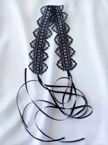1pc Goth Style Spider Web Lace Pendant Necklace, Punk Tassel Choker Necklace