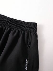 1pc Teen Boys Outdoor Exercise Sports Casual Elastic Waist Jogger Pants, Spring/Autumn - Black - View 8