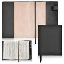 【A5サイズ】高級PUレザー ブックカバー 厚めの本にも対応 ビジネス手帳/ノート保護カバー しおり紐＆ペンホルダー付き 通勤・オフィス用 軽量で高級感 - アプリコットピンク - チェックする 9