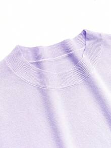 Luxury Loose Knit Sleeveless Top, Women Short Sleeve T-Shirt Casual Plain Camisole Summer - Mauve Purple - View 5