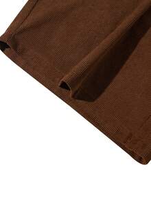 Men's Contrast Color Drawstring Waist Pocket Loose Casual Shorts - Coffee Brown - View 7