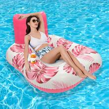 1pc Thickened PVC Inflatable Lounge Chair | Tropical Flamingo & Lemon Print Pool Float For Adults | Summer Water Relaxation Essential - Multicolor - View 2
