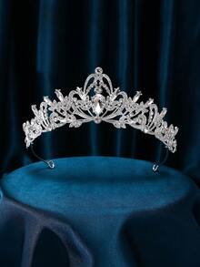 1 件金属优雅公主派对活动头饰，奢华巴洛克水晶皇冠发饰，新娘婚纱头饰，新娘送礼会礼物 - 金色 - 查看 12