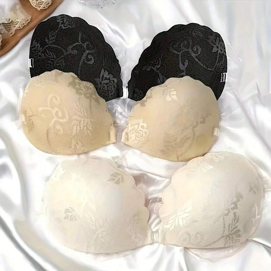 Atmungsaktiver, ultra-dünner Spitze Push-up Unsichtbarer BH, diskrete elegante Einteiler Muschel Silikon Brustaufkleber Nippelabdeckung