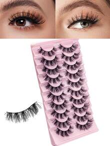 10 pares de pestañas postizas de visón 3D suaves, esponjosas y naturales, extensiones de pestañas de visón, pestañas cortas