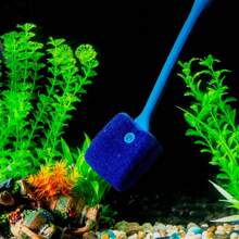 1pc Aquarium Cleaning Brush, Double-Sided Sponge Brush With Long Handle, For Fish Tank, Algae Cleaning, Kitchen, Home, Hotel, Bathroom