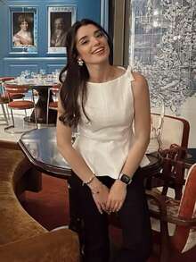 HH 女士新款时尚上衣纯色无袖蝴蝶结装饰拉链女式夏季街头风性感上衣 - 白色 - 查看 11