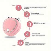 微电流面部调理仪，USB 便携式心形面部塑形工具，面部提升按摩器 - 粉色 - 查看 7