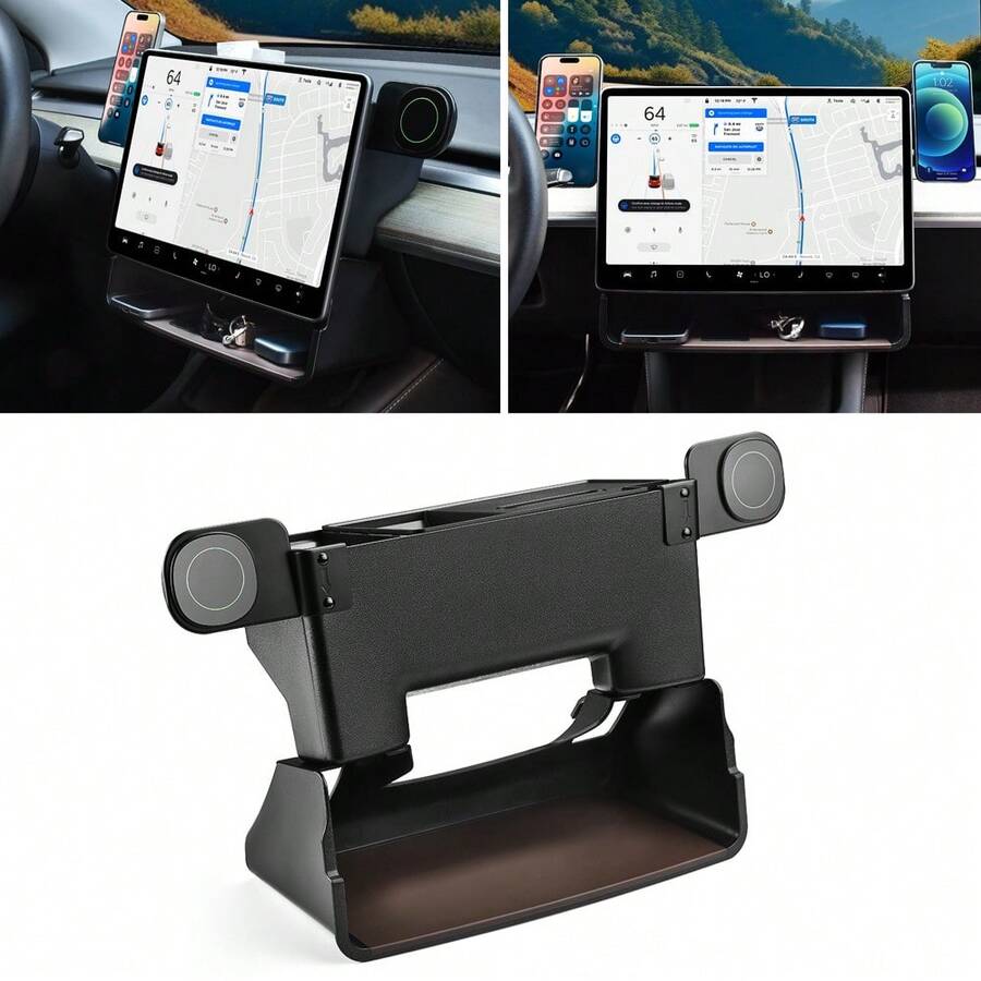 2 Packs Car Center Console Storage Box Organizer With Detachable Tissue Holder, Phone Key Clips For Vehicle Interior Organization Accessories, Auto Dashboard Caddy