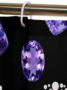 1pc/4pcs Purple Diamond Pattern Multifunctional Bathroom Set, Including Waterproof Shower Curtain With 12 Hooks, Anti-Slip Bath Mat, U-Shaped Floor Mat And Round Toilet Lid Cover, Suitable For All Bathroom Scenes Bathroom Accessories Back To School