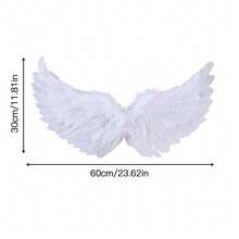 Feather Wings, Fairy Wings, Stage Performance Halloween Costume Angel Wings, With A Crown And Magic Wand, Suitable For Halloween, Christmas, Birthday Parties, And Cosplay - 白色 - 查看 4