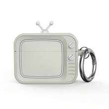 Funda protectora de silicona de unicolor con forma de TV retro clásica para audífonos AirPod