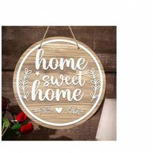 2D Flat, 1pc Rustic "Home Sweet Home" Wooden Hanging Sign With Greenery - Round Farmhouse Welcome Decor For Front Door, Porch, Garden Or Yard Craft, Hanging Sign Plaque And Other Wall Art, Rustic Farmhouse Decor For Home Office Or Porch