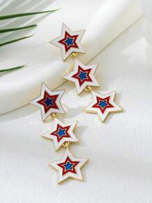 1 Pair Exaggerated Fashion Oil Drip Star Shaped Long Women Pendant Earrings, Versatile For Everyday Wear
