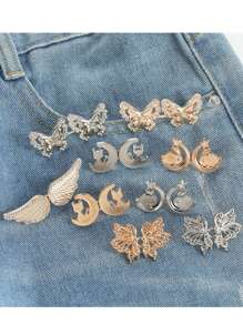 1 Pair Butterfly Waist Shaping Belt Buckles, Detachable Seamless Zinc Alloy Denim Buckle Waistband Adjuster