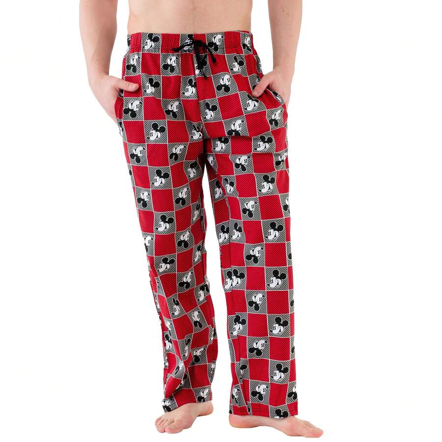 Disney Mickey Mouse Pyjama Trousers | Mickey Mouse Mens' Loungewear Trousers | Mens' PJs | Fast UK Delivery Shipping | Trusted UK Seller | Great Gift For Kids | Perfect For Fathers' Day, Birthdays And Christmas - Red - View 1
