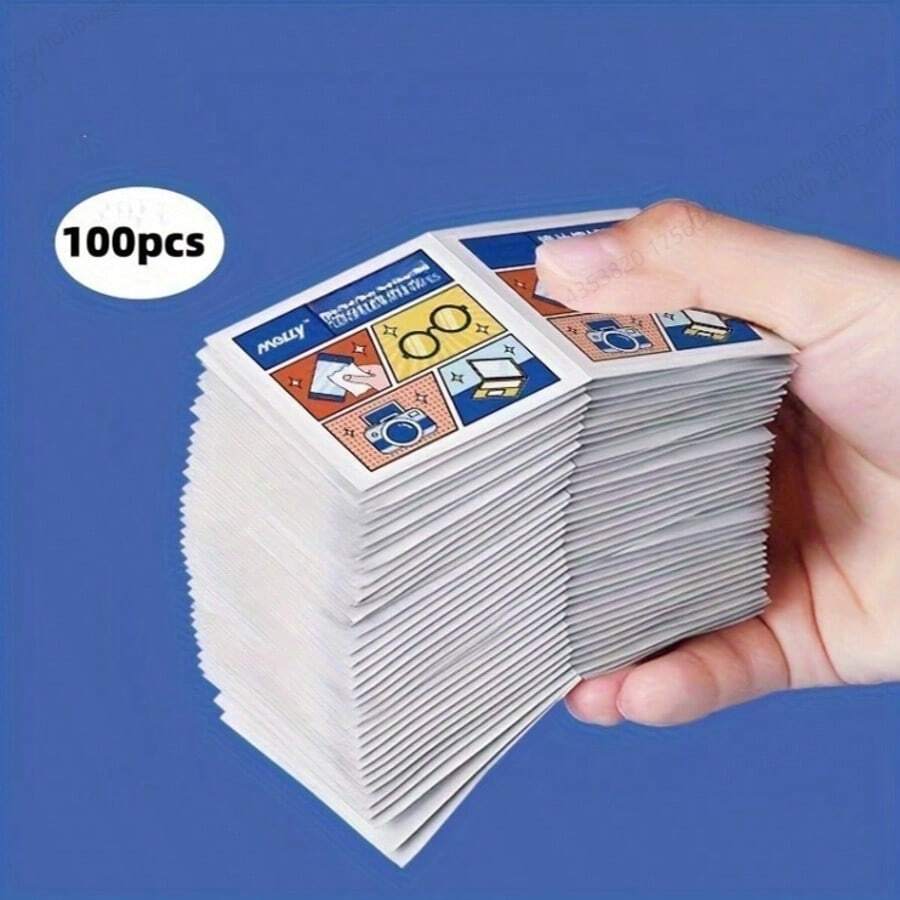 100 Pcs Premium Disposable Lens & Screen Cleaning Wet Wipes - For Eyeglasses, Jewelry, Phones, And Sunglasses, Anti-Fog
