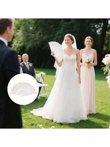 1/2/5pcs Elegant Bohemian Style Fabric Fan With Floral Pattern - Perfect For Weddings, Decorations, Parties, And Gifts | Elegant Design For Special Occasions Like Thanksgiving, Mother'S Day, Father'S Day, And Graduation Events, Wedding Decorations