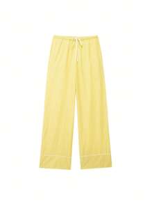 Pantalon jaune rayé à taille élastique, design polyvalent, sens de la mode européen et américain. Nouvelle arrivée printemps/été pour femmes DEEKA