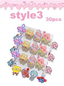 SPONGEBOB Attache-cheveux mignon en forme de cœur girlish avec Katong SquarePants, pince à cheveux en acrylique, franges, cheveux abimés, pince latérale pour enfants, accessoire pour cheveux, pinces à griffes, pinces à cheveux, barrette, pinces à cheveux