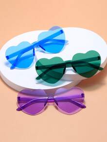 1/6/12/20 件粉色心形眼镜，果冻色无框连心眼镜，鲜艳的彩色眼镜，适合派对、庆典、海滩、摄影道具