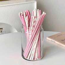 100 rosa Einweg-Papierstrohhalme für Haus, Saft, Milch, Tee, geeignet für Partyzubehör, Geburtstage, Hochzeiten, Verlobungs-/Babypartys, Weihnachtsdekorationen und Feierlichkeiten, Schulbedarf