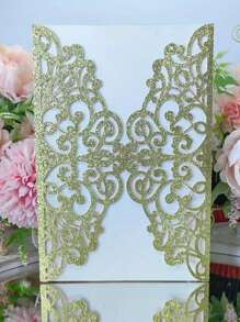 10 piezas de tarjetas de invitación con brillo dorado personalizadas para boda, cumpleaños, bautizo, quinceañera y otras fiestas (sin inserciones ni sobres) - Regalos de verano, artículos escolares, decoración de habitación