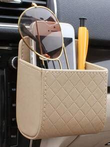 1 pieza Caja de almacenamiento para rejilla de ventilación del coche, organizador de cuero premium para el interior del automóvil, solución de almacenamiento multifuncional para teléfonos, gafas de sol, llaves, monedas, ajuste universal para la mayoría de los vehículos, fácil instalación, mantiene los artículos esenciales al alcance de la mano, mejora la organización del coche, perfecto para el viaje diario, viajes por carretera, viajes de vacaciones, accesorio de coche de moda, regalo ideal para conductores, elegante y práctico, adecuado para hombres y mujeres, imprescindible para un entorno de coche limpio y ordenado