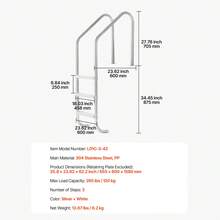 Swimming Pool Ladder, 3-Step Double Handrails Stairs With Non-Slip Heavy Duty Steps, Stainless Steel Load Capacity 265 Lbs, For 48-54 In Inground Pools Of Any Decking Surface Indoor & Outdoor - 3-step 265 Lbs - View 7