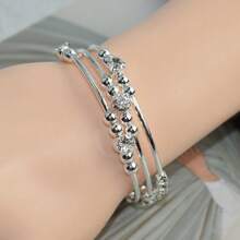 1pc Elegant Crystal & Faux Pearl Decoration Bracelet, Women Gift For Holiday